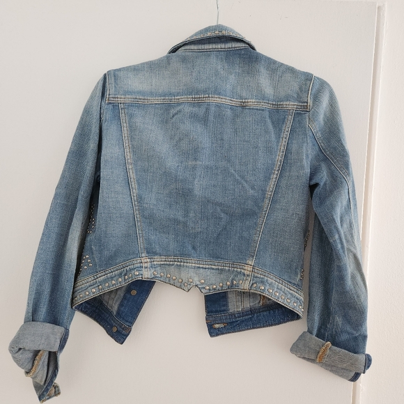 GUESS STUDDED VINTAGE DENIM JACKET SIZE XS - Picture 9 of 14